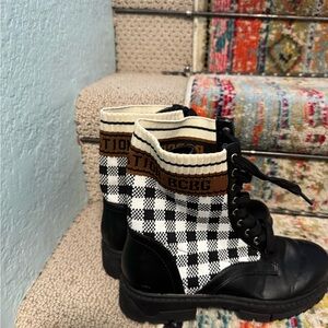 BCBG Black and White Checkered Combat Boots